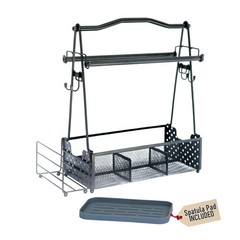 Grill Caddy for Outdoor Kitchen – Foldable Picnic BBQ Black