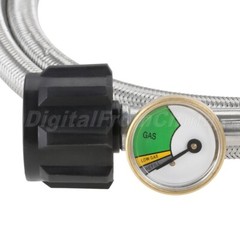 6FT Grill Propane Hose Adapter w/ Propane Tank Gauge 1-20lb Converter QCC1/Type1