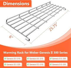 Stainless Steel Grill Warming Rack for Weber Genesis II 300 Series Gas Grills