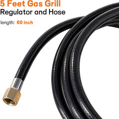 Propane Regulator with 5 Ft Hose, Universal Grill Replacement Regulator for Most