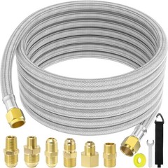 24 Ft High Pressure Braided Propane Hose Extension with Conversion Coupling: 3/8