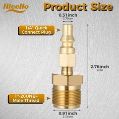 2pcs 1/4″ Quick Connect Propane Adapter, Solid Brass Fitting for BBQ Grill & RV
