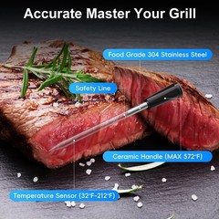 Newise Wireless Bluetooth Meat Thermometer – 2 Probes & 2 Probes, Black/Gray