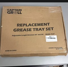 Captain Grill Grease Tray Set Adjustable Length Between 24” and 30” Universal