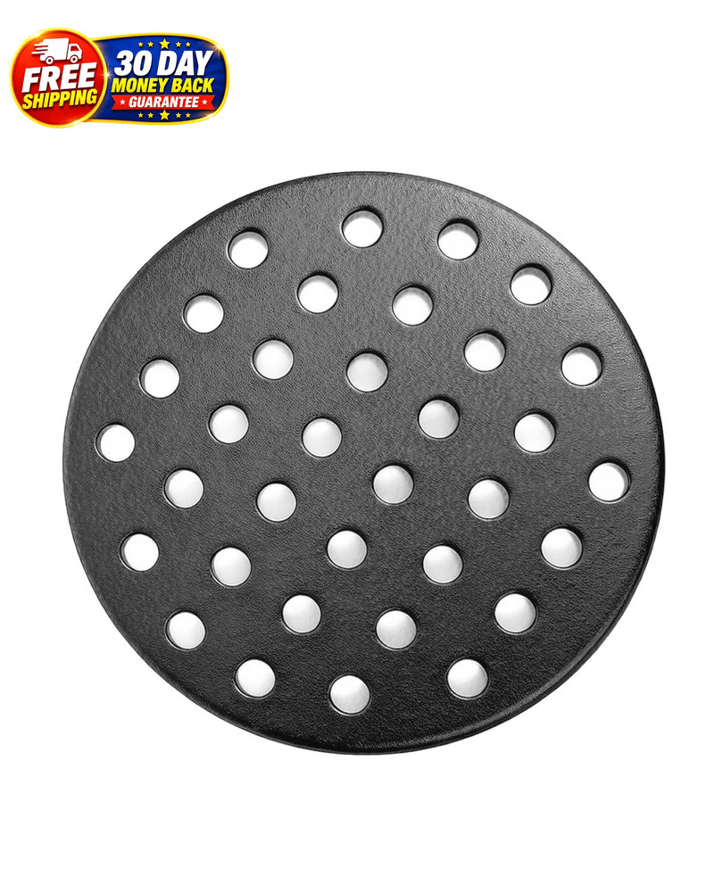 9″ Cast Iron Fire Grate for Big Green Egg & Kamado Grill – black