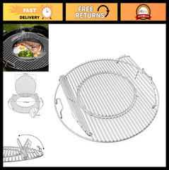 Double-Sided Hinged Cooking Grate for 22″ Charcoal Kettle Grills – BBQ Replaceme