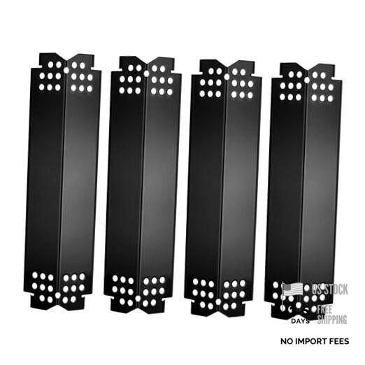 1.6″ L Grill Heat Plates Pack, Porcelain Steel Gas BBQ Grill Burner Covers, 4