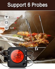 BFOUR Meat Thermometer Wireless Bluetooth, LCD 2 x Probes, 2 Probes Black
