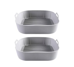 2 Sets Silicone Reusable Air Fryer and Baking Trays Food Safe Nonstick