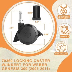 Locking Caster w/Insert Weber Genesis 300 Grill Parts Genesis E310/320 4PCS