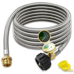 12ft Propane Hose Adapter 1lb to 20lb w/ Guage