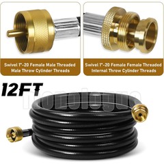 Propane Brass Tee Adapter Kit, 4-Port Propane Brass Tee with 5FT & 12FT Hose