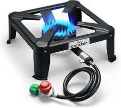 Propane Burner for Outdoor Cooking, 120,000 BTU Single 7″ Round Burner, 16″