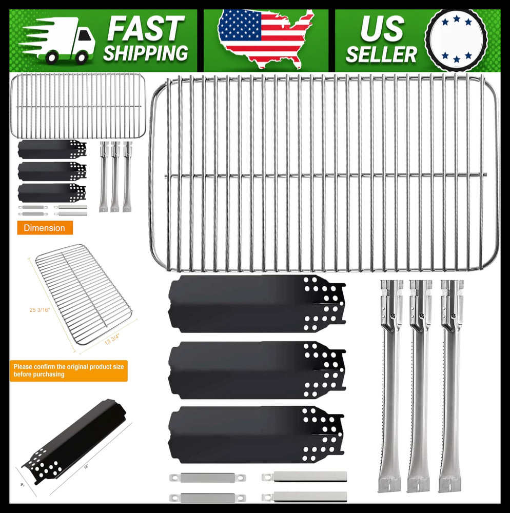Char-Broil 3-Burner Grill Replacement Parts Cooking Grate Heat Tent Burner