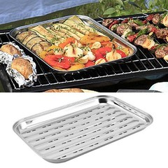 Robust Stainless Steel BBQ Trays with Holes to Prevent Sogginess in Food