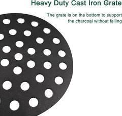 round Cast Iron Fire Grate, BBQ High Heat Charcoal Plate for Large Big Green Egg