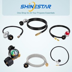 SHINESTAR 12 FT Propane Hose Extension, 3/8″ Male Flare to 3/8″ Female, Braided