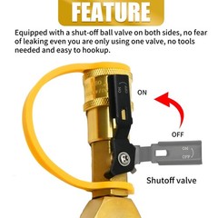 Mdeoosky 1/4 Rv Propane Quick Connect Y Splitter Adapter Shutoff Valve Quick