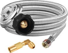 6FT Braided Propane Regulator Hose w/ 90° Elbow for Blackstone 17/22 Griddle
