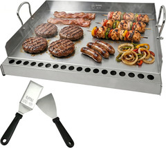 Universal Stainless Steel Flat Top Griddle Insert for Gas & Charcoal Grills – No