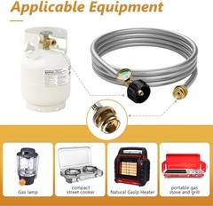 NUPICK 12FT Propane Hose with Gauge, Propane Hose Adapter 1lb to 20lb, Stainless