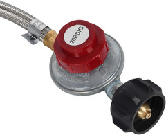 5 Feet Stainless Steel Braided 20 PSI Adjustable Propane Regulator Hose with Qcc