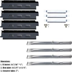 Stainless steel carry-over tubes and porcelain-coated heat plates for Charbroil