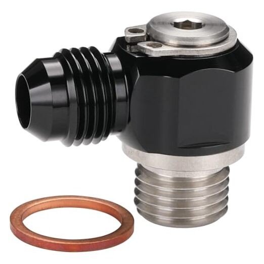 6AN Male Flare Banjo to M14x1.5 Stainless Steel Banjo Bolt 6AN to M14x1.5 Black