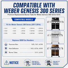 Heat Deflectors for Weber Genesis 300 Series Grills with Front Control Knob, Gen