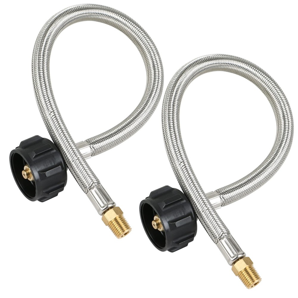 ATKKE 15 inch RV Propane Hoses, Hose 1/4 NPT Male, silvery