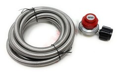 0-20 PSI Adjustable Propane Regulator with Stainless Steel Braided Hose- 12 Feet