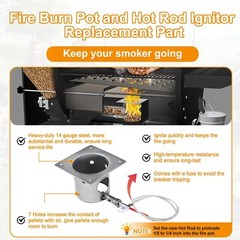 Upgraded Grill Replacement Parts Kit, 2.0RPM Auger Motor, Fire Burn Pot, Hot …