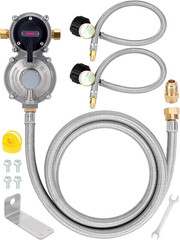 RV 2-Stage Auto Changeover LP Propane Gas Regulator with 48″ Stainless Braided R