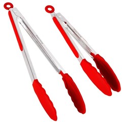 Silicone Kitchen Tongs for Cooking – 9+12 Inch Heat-Resistant Stainless Steel…