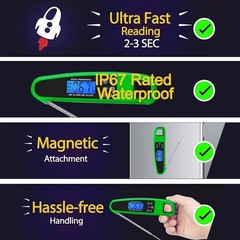 LIKEPAI Instant Read Meat Thermometer for Kitchen Cooking, Ultra Fast Green