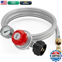 Nupick 6Ft 0-30 Psi Adjustable High Pressure Propane Regulator 060Psi Gauge Gas