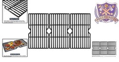 Cast Iron Grill Grates 3-Pack – Nonstick & Easy Clean 16 7/8″ Fit for Charbroil