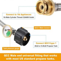 1Pc 6FT Propane Tank Hose Adapter 72 Inch with Gauge For Coleman Camp Stove