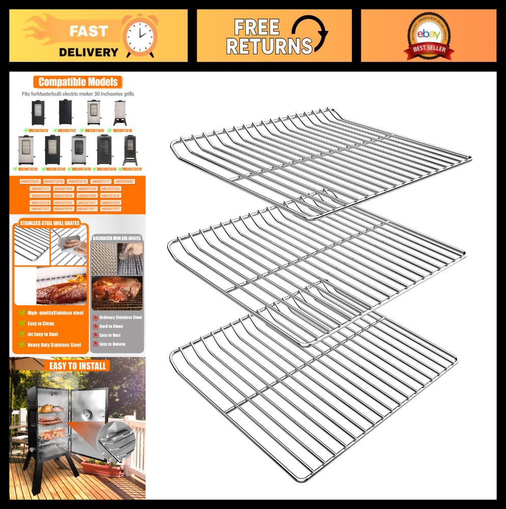 30″ Electric Smoker Rack – Grates for Vertical BBQ Smoker Parts, 14.6″ x 12.2