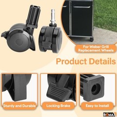 70360 Locking Caster with Insert for Weber Spirit Grill 2.84″ x 4.5″(4 Pack)