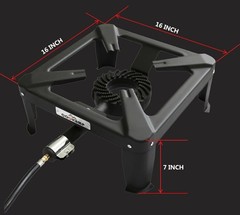 Propane Burner for Outdoor Cooking, 120,000 BTU Single 7″ Round Burner, 16″