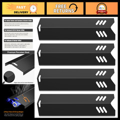 Replacement Grill Heat Plates for 4-Burner Grills, 15″ x 3-13/16″, 4-Pack