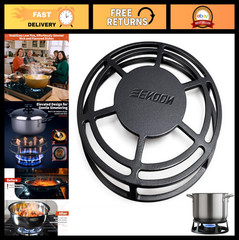 9.4″ Cast Iron Heat Diffuser for Gas Stove – Flame Tamer Simmer Plate, Even Heat