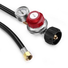 4FT 0-30PSI High Pressure Propane Regulator with Hose & Gauge, 1/8 MNPT Pipe Fit