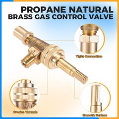 Gas Control Valve 047 Orifice Brass for Propane Natural Chromed Steel Knob