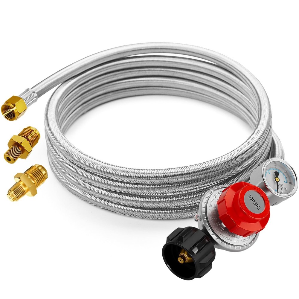 CALPOSE 15FT High Pressure Propane Regulator Hose with 15FT, Stainless Steel