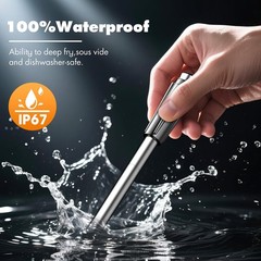 Bluetooth Wireless Meat Thermometer with 2 Ultra-Thin Silver And Black