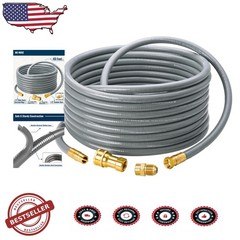 Heavy Duty 40ft 1/2″ Natural Gas Hose, Stainless Steel, Quick Connect Grill Line