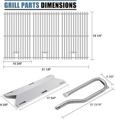 Replacement Parts for Jenn Air 720-0337 Grill 4 Burner, Grill Grates & Flame Spr