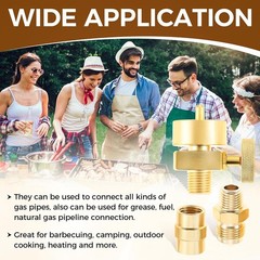 3PCS 1/4″ Male NPT Thread x 1″-20 Female Cylinder Thread Fitting for BBQ Camping